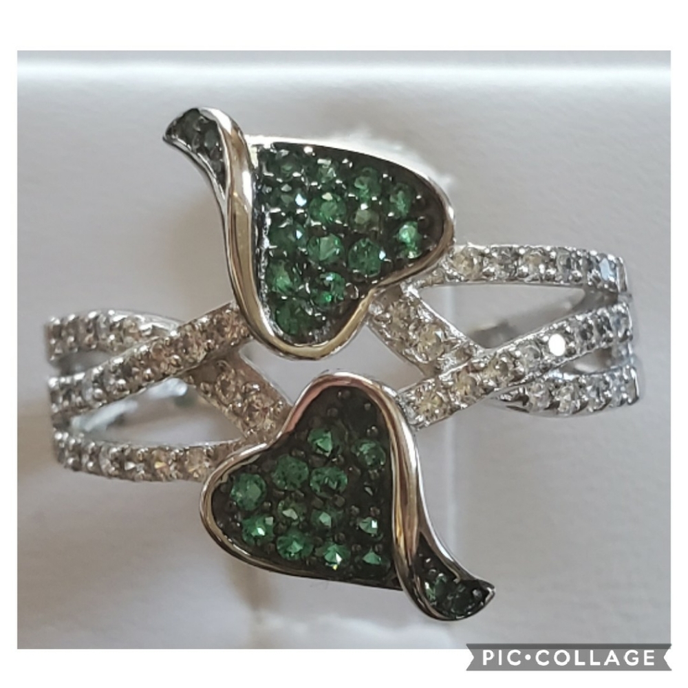 Genuine 1ct Genuine Emeralds/White Sapphire Ring